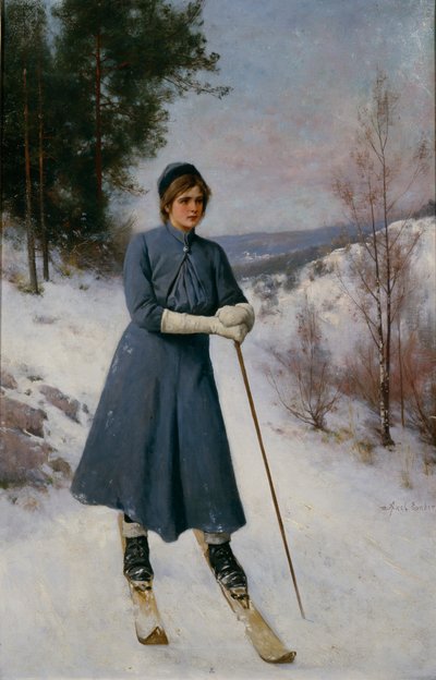 Fille sur des skis - Axel Hjalmar Ender