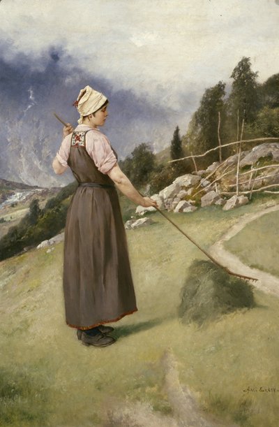 Fille ratissant le foin - Axel Hjalmar Ender