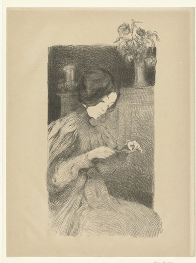 Femme assise avec un objet dans les mains - B.A. Neuberger