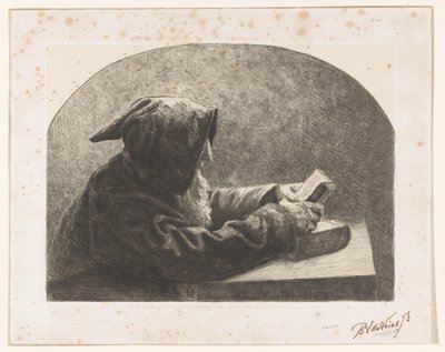 Moine lisant - B.J. de Vries jr. (signed by artist)