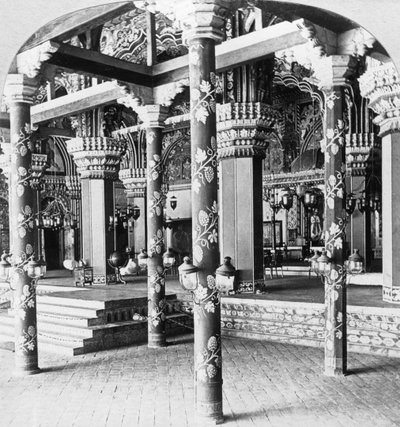La salle du durbar Mahratta, Palais de la Princesse de Tanjore, Tanjore Thanjavur, Inde, 1901 - B. L. Singley