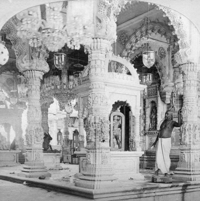 Intérieur du temple de Babulnath, Bombay, Inde, 1901 - B. W. Kilburn