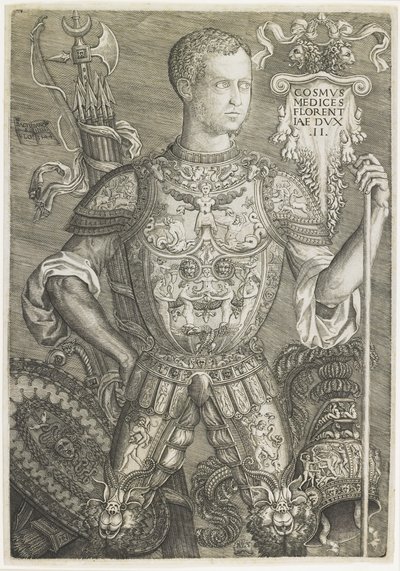 Cosme I de Médicis, gravé par Niccolo della Casa - Baccio (after) Bandinelli
