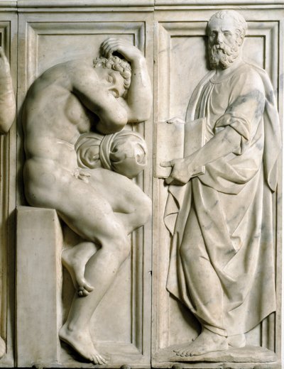 Prophète et Ignudo (bas-relief en marbre) - Baccio Bandinelli