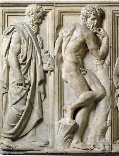 Prophète et Ignudo (bas-relief en marbre) - Baccio Bandinelli
