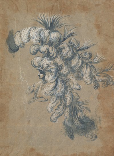 Conception pour une coiffe somptueuse avec plumes, vers 1620-56 - Baccio del Bianco