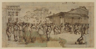 Place du marché à Florence, avec personnages - Baccio del Bianco