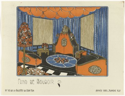 Gazette du Bon Ton, 1920 - No. 10, Pl. XLV: Fond de Boudoir - Bagge and Huguet