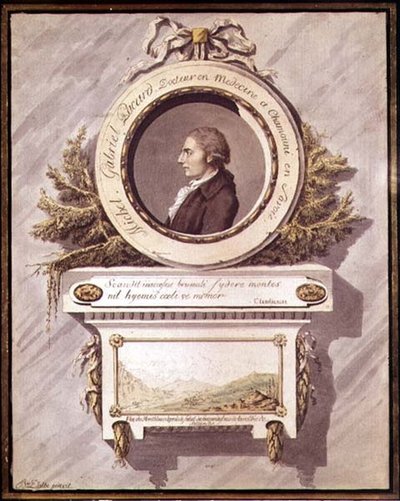 Michel Gabriel Pacard, docteur de Chamonix, Savoie avec vue du Mont Blanc depuis la vallée de Sallenche - Bailer Dalbe