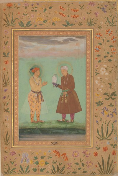 Jahangir et son père, Akbar, Folio de l