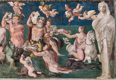 Triomphe de Vénus, scène marine avec dauphins et cupidons - Baldassarre Peruzzi