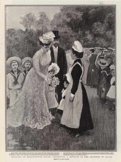 Enfants à Marlborough House, présentant un bouquet à la princesse de Galles - Balliol (after) Salmon