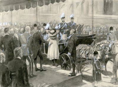 Le roi Édouard VII et la reine Alexandra - Stand du Conseil du comté de Londres à Trafalgar Square, 24 octobre 1902 - Balliol (after) Salmon