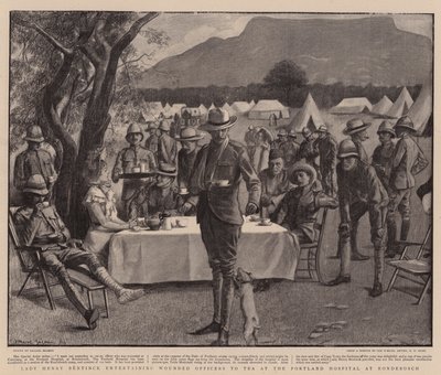 Lady Henry Bentinck recevant des officiers blessés pour le thé à l