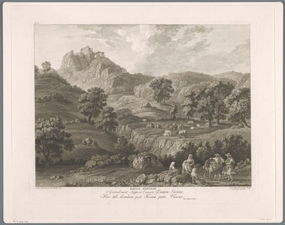 Vue sur Roccagiovine (Suite de VI vues des Environs de Rome) - Balthasar Anton Dunker