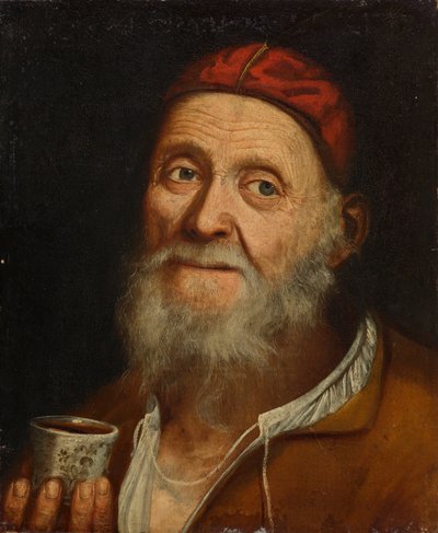 Vieil homme avec une tasse de café - Balthasar Denner