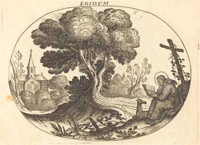 Saint Egidius et une biche - Balthasar Moncornet