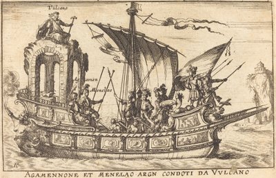 Agamemnon et Ménélas conduits par Vulcain - Balthasar Moncornet after Remigio Cantagallina