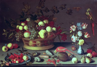 Un panier de raisins et autres fruits - Balthasar van der Ast