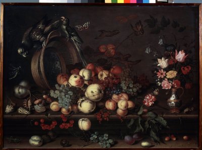 Nature morte aux fruits, fleurs et perroquets - Balthasar van der Ast