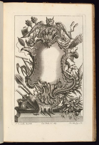 Cartouche avec Hibou, Livre de Cartouches Irrégulières - Balthazar Sigismond Setlezky