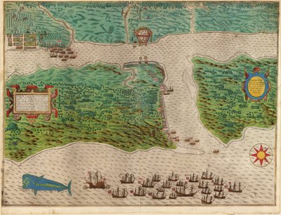 Raid sur la colonie espagnole de Saint Augustine en Floride - Baptista Boazio