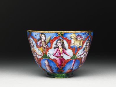 Bol avec couvercle, soucoupe et cuillère avec décoration astrologique, début du 19e siècle - Baqir