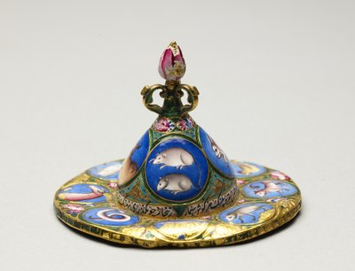 Bol avec couvercle, soucoupe et cuillère avec décoration astrologique, début du 19ème siècle - Baqir