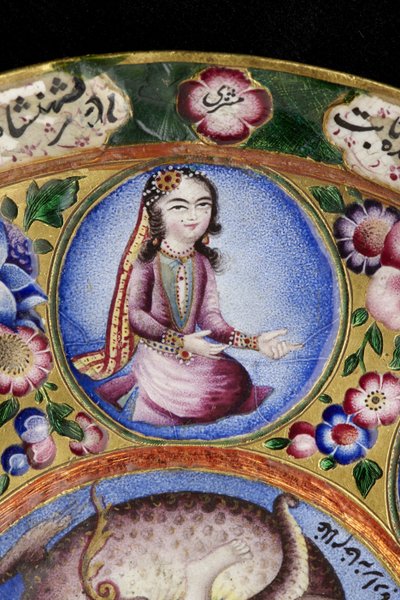 Bol avec couvercle, soucoupe et cuillère avec décoration astrologique, début du 19e siècle - Baqir Baqir