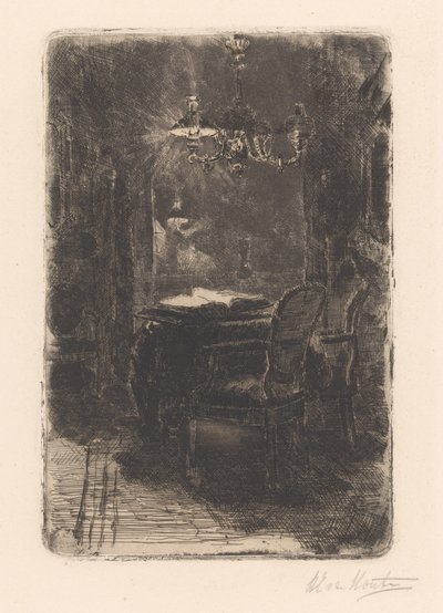 Intérieur avec miroir et table avec livre ouvert - Barbara Elisabeth van Houten (signed by artist)
