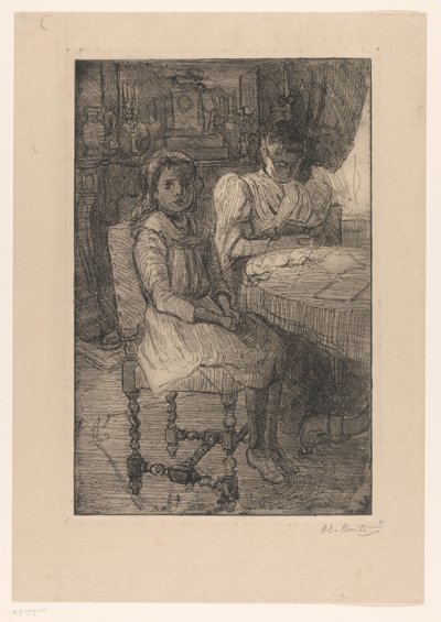 Deux femmes à table - Barbara Elisabeth van Houten (signed by artist)
