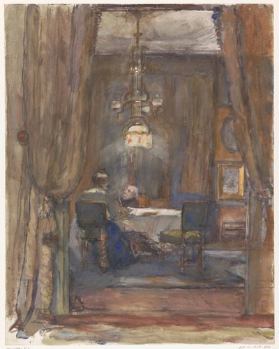 Le salon de la rue Riouw à La Haye, le soir - Barbara Elisabeth van Houten