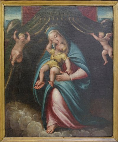 Madone et Enfant sous un dais tenu par deux anges - Barbara Longhi