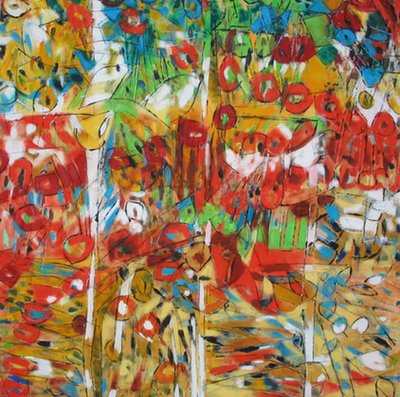 Jardin abstrait aux couleurs vives - Barbara Piatti