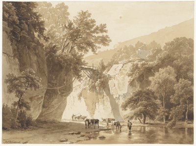 Paysage rocheux avec vaches buvant - Barend Cornelis Koekkoek