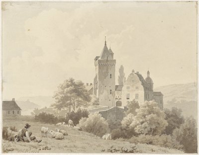 Berger au repos près du Schloss Lansberg - Barend Cornelis Koekkoek