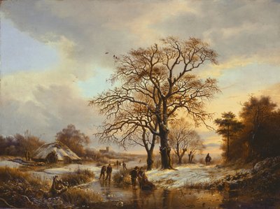 Patineurs sur un canal - Barend Cornelis Koekkoek