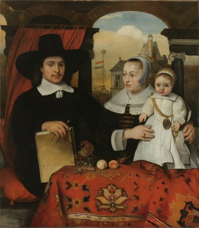 Willem van der Helm (c. 1625-75), architecte municipal de Leyde, avec son épouse Belytgen Cornelisdr van der Schelt (d. 1661) et leur fils Leendert (1622-64) - Barent Fabritius