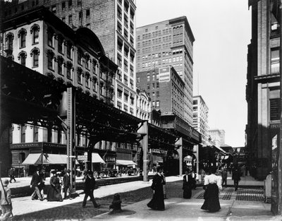 Voies surélevées sur Wabash Avenue, Chicago, Illinois, États-Unis - Barnes and Crosby