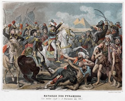 Bataille des Pyramides : Napoléon Bonaparte en Egypte en 1798 (gravure) - Baron Antoine Jean (after) Gros