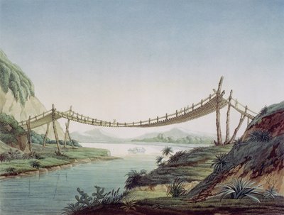 Pont de corde près de Penipe, traversant la rivière Chambo, Mexique, 1810 - Baron Friedrich Alexander von Humboldt