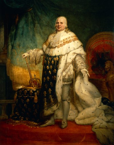 Portrait de Louis XVIII de France avec la robe de couronnement - Baron Pierre Narcisse Guerin