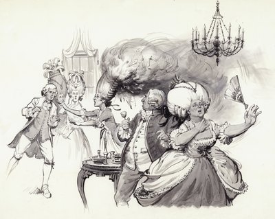 Perruques allumées (gouache sur papier) - Barrie Linklater