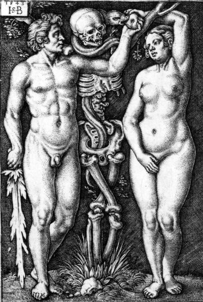 Adam et Ève, gravé par Hans Sebald Beham, 1543 - Barthel Beham