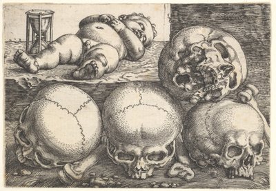 Enfant mort avec quatre crânes, milieu du 16e siècle - Barthel Beham