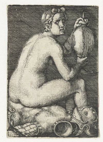 Femme nue assise sur une armure - Barthel Beham