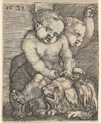 Deux garçons jouant avec un chien, milieu du 16e siècle - Barthel Beham