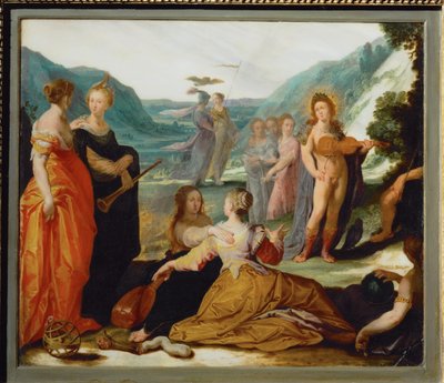 Apollon, Pallas et les Muses (marbre) - Bartholomaeus Spranger