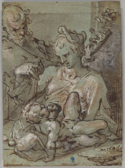 La Sainte Famille avec Saint Joseph tenant la rose - Bartholomaeus Spranger