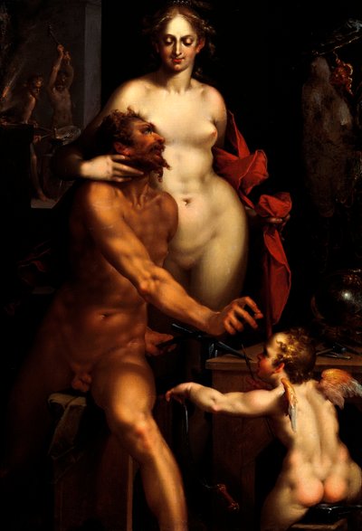 Vénus dans la forge de Vulcain, Jupiter et Antiope - Bartholomaeus Spranger